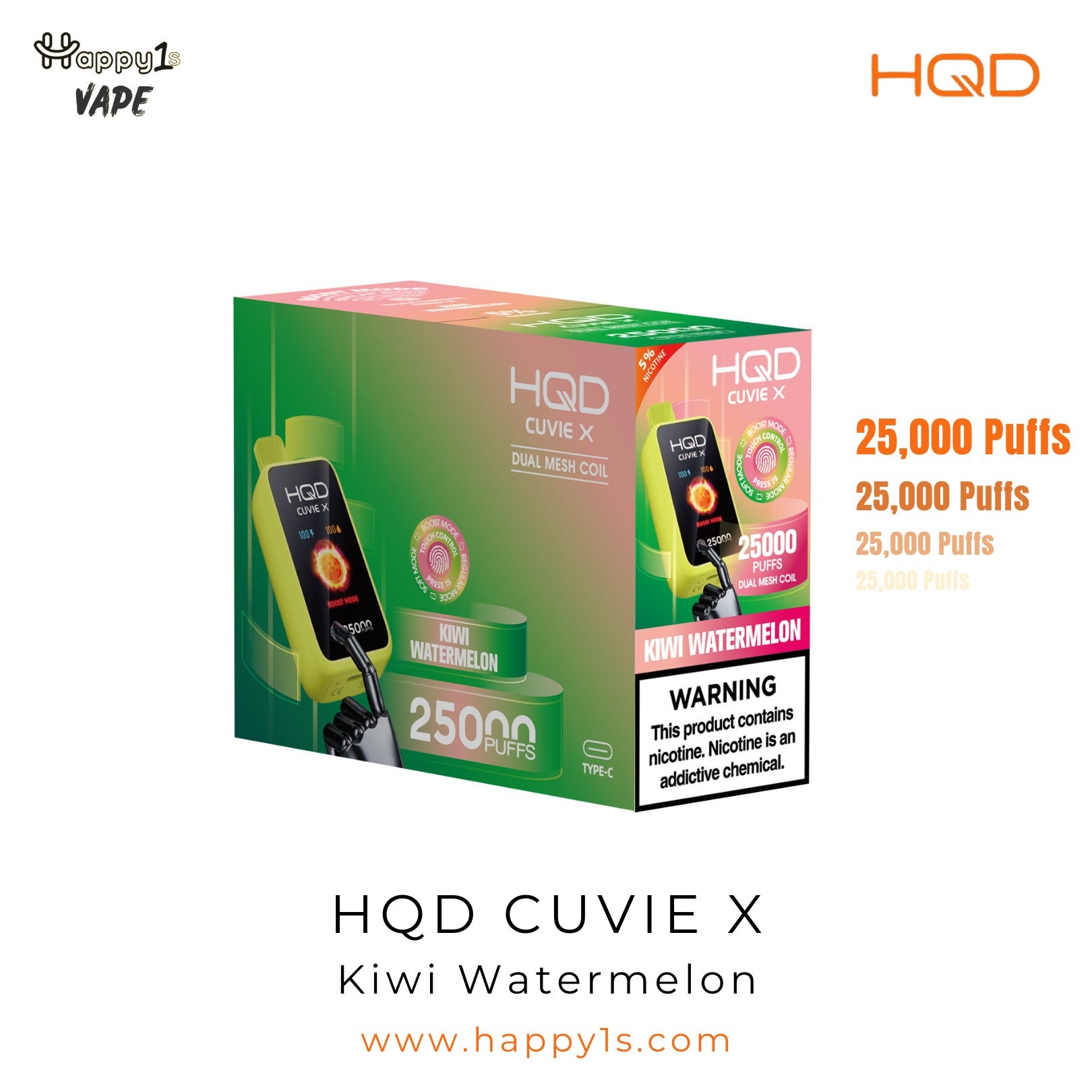 HQD Cuvie X 25000 - Kiwi Watermelon