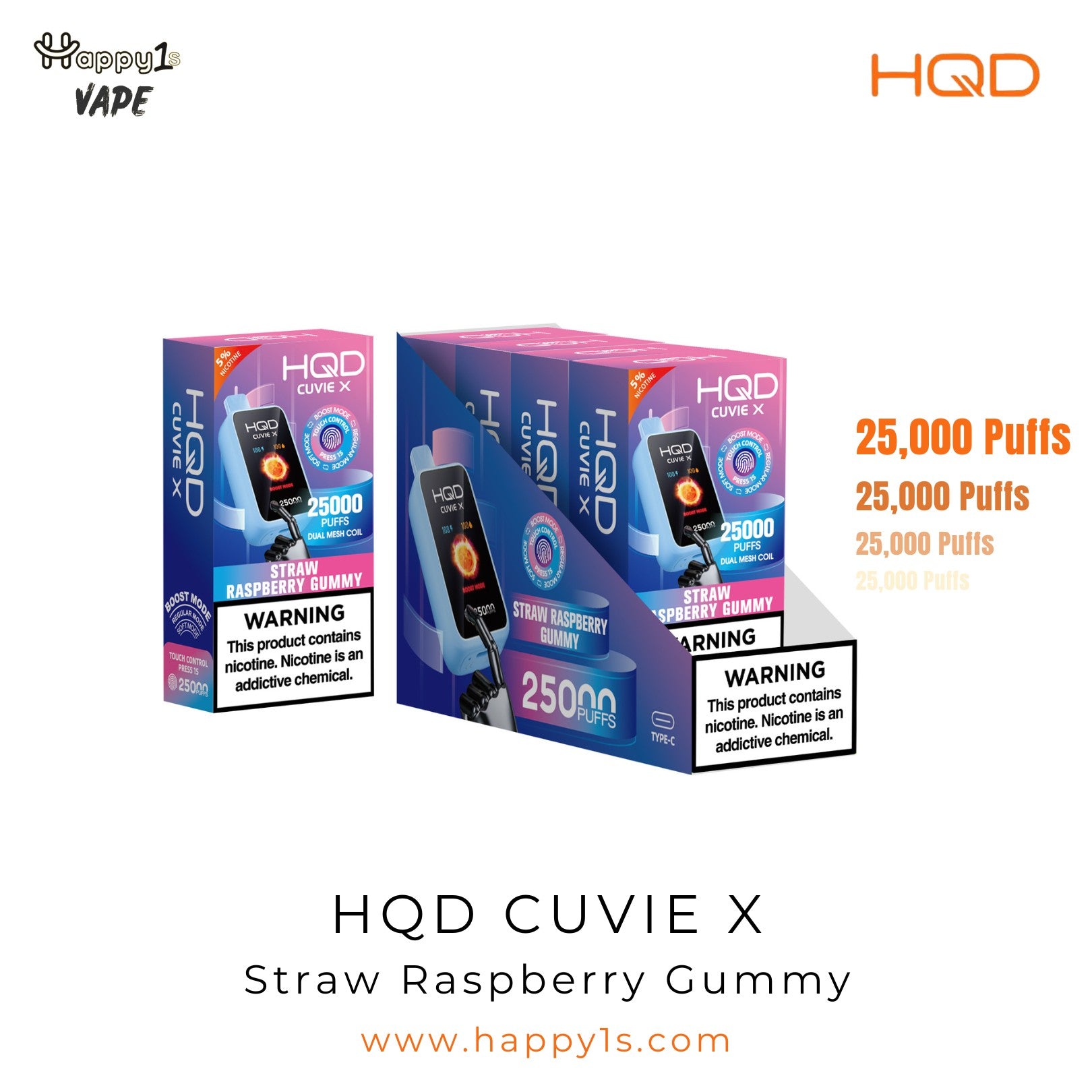 HQD Cuvie X 25000 - Straw Raspberry Gummy