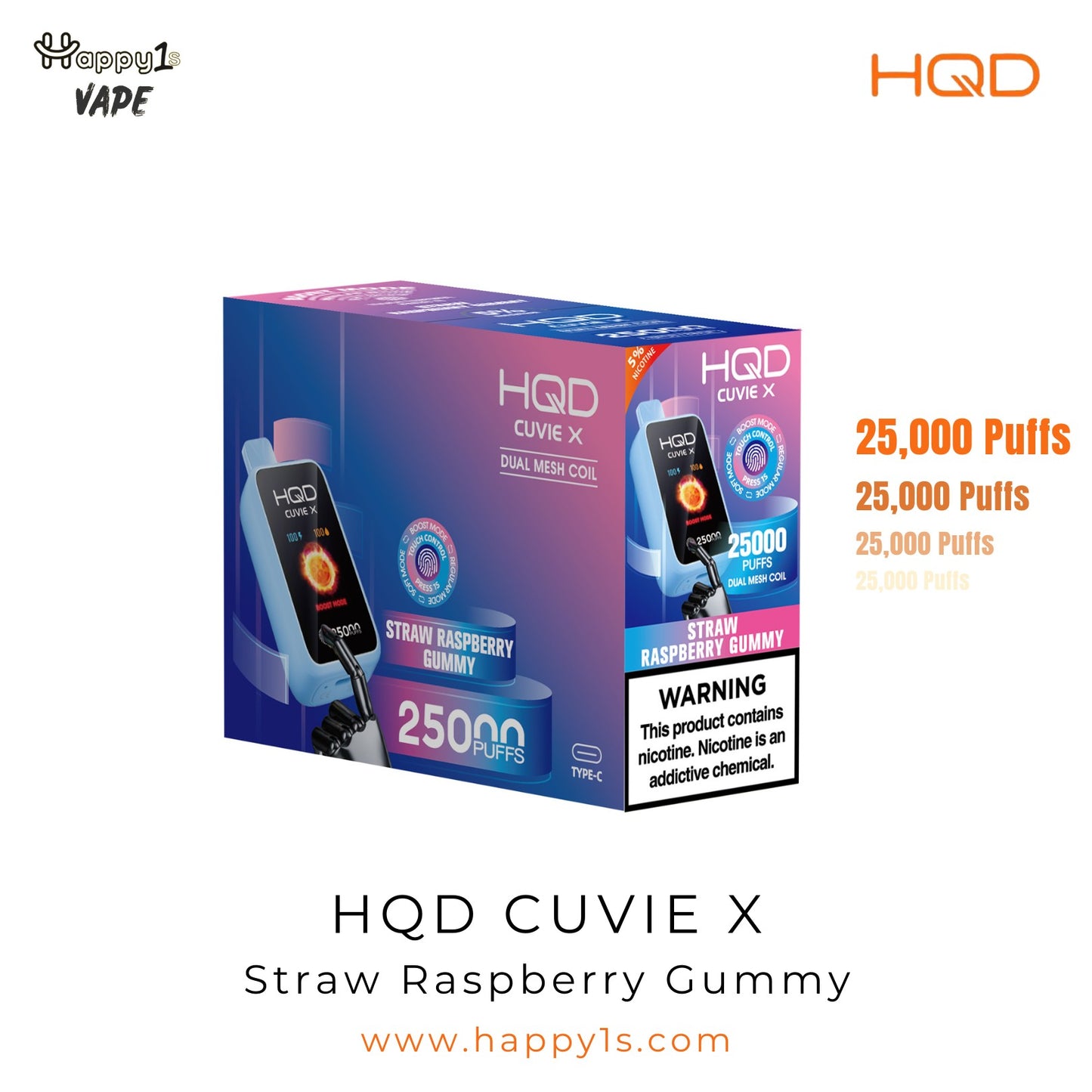 HQD Cuvie X 25000 - Straw Raspberry Gummy