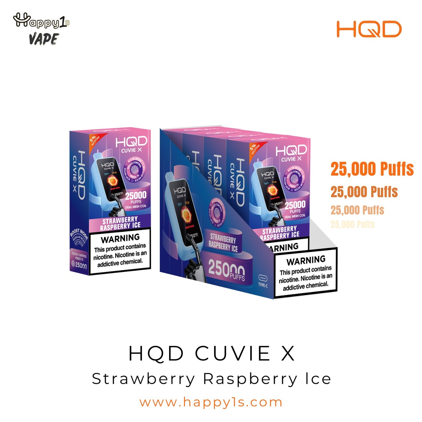 HQD Cuvie X 25000 - Strawberry Raspberry Ice