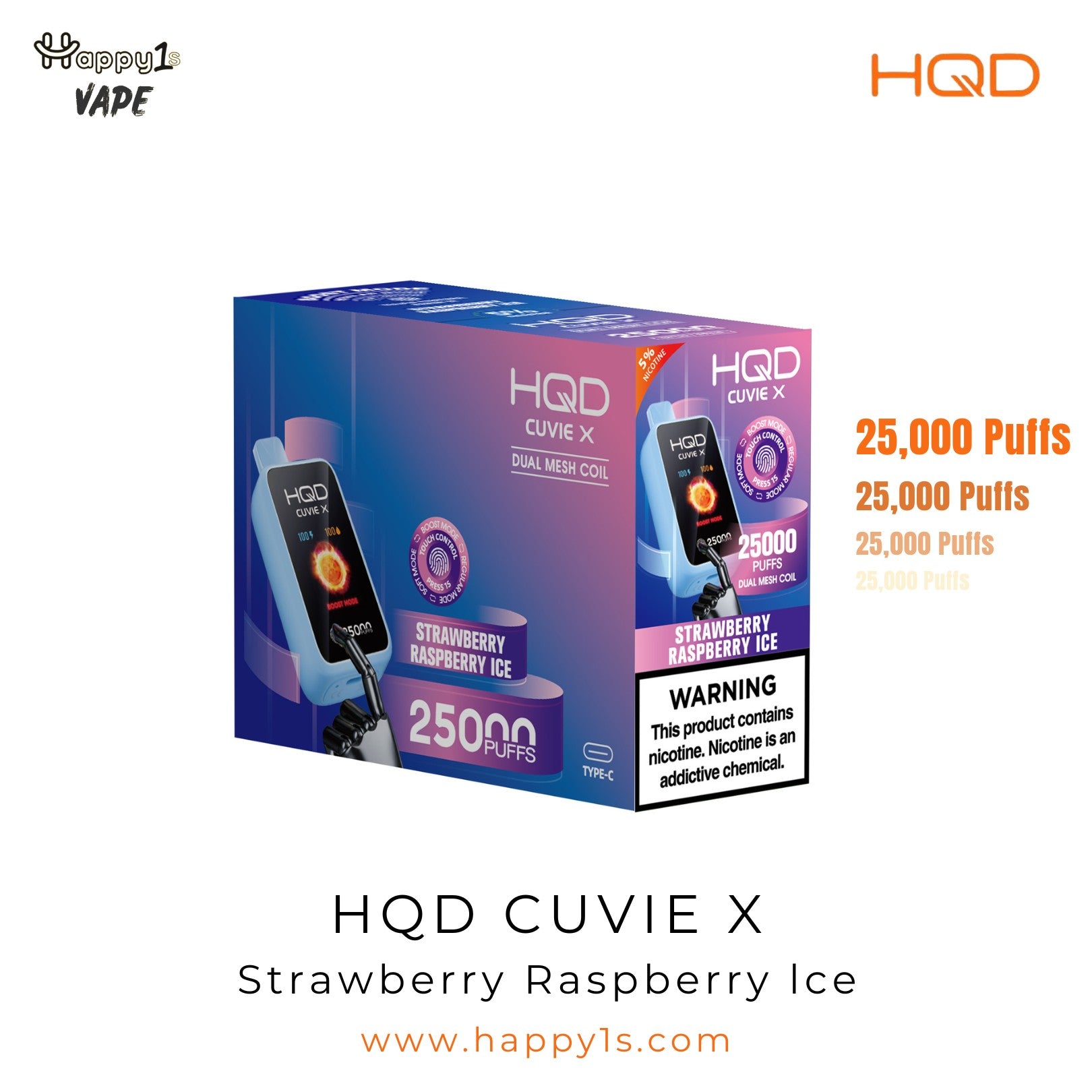 HQD Cuvie X 25000 - Strawberry Raspberry Ice