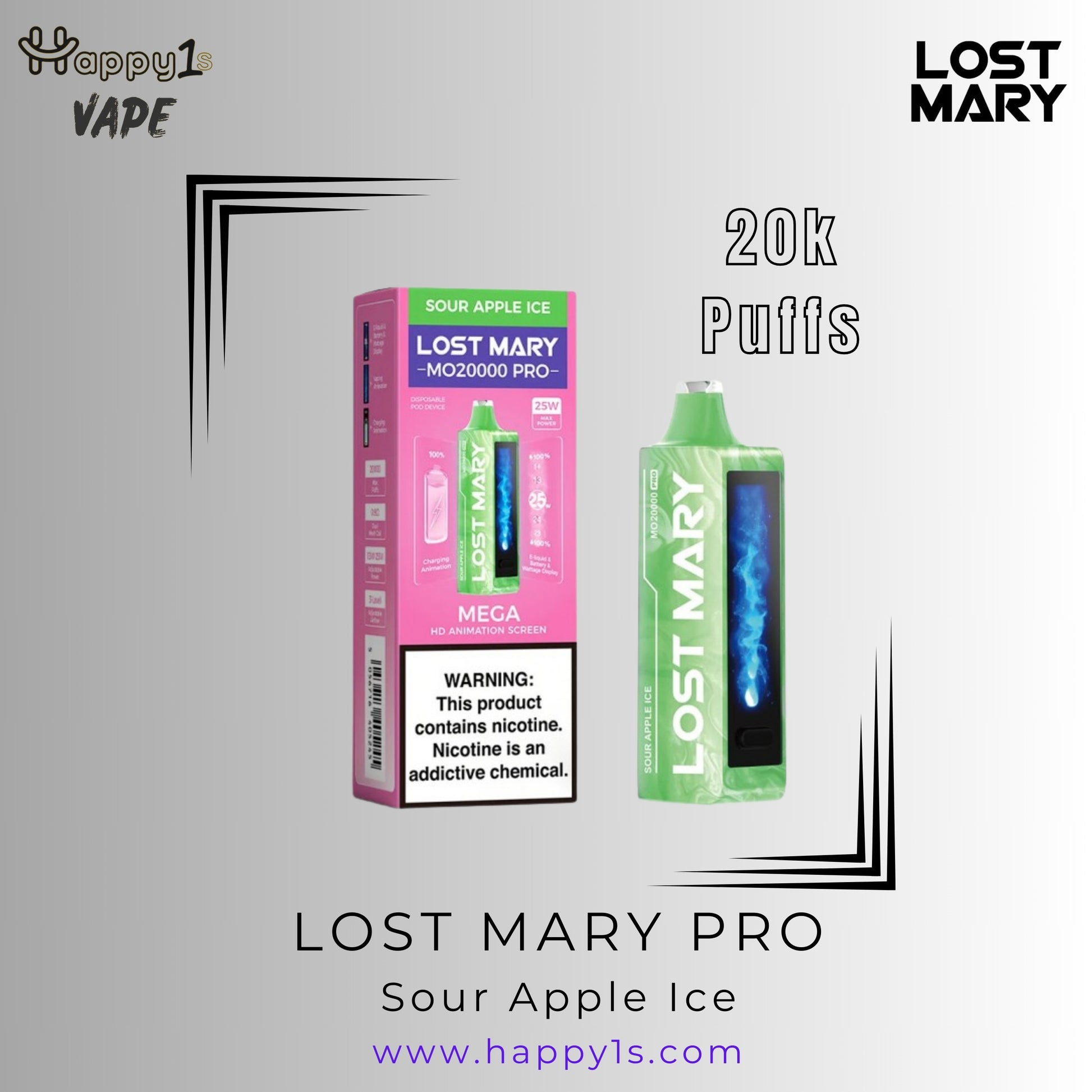 LOST MARY MT15000 TURBO - SOUR APPLE ICE
