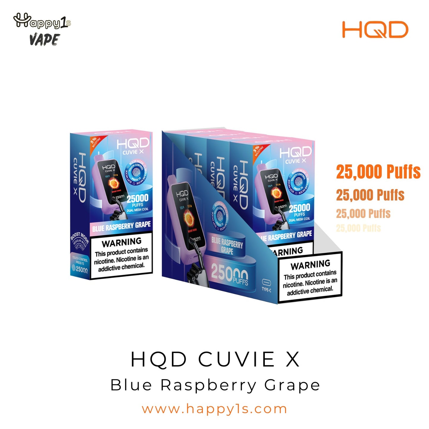 HQD Cuvie X 25000 - Blue Raspberry Grape