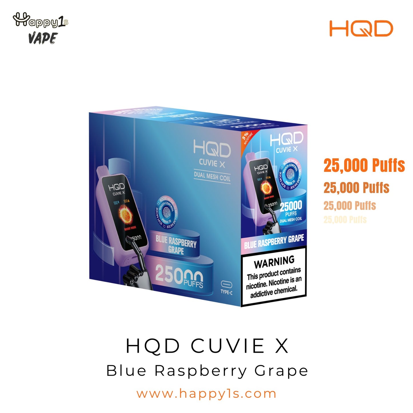 HQD Cuvie X 25000 - Blue Raspberry Grape