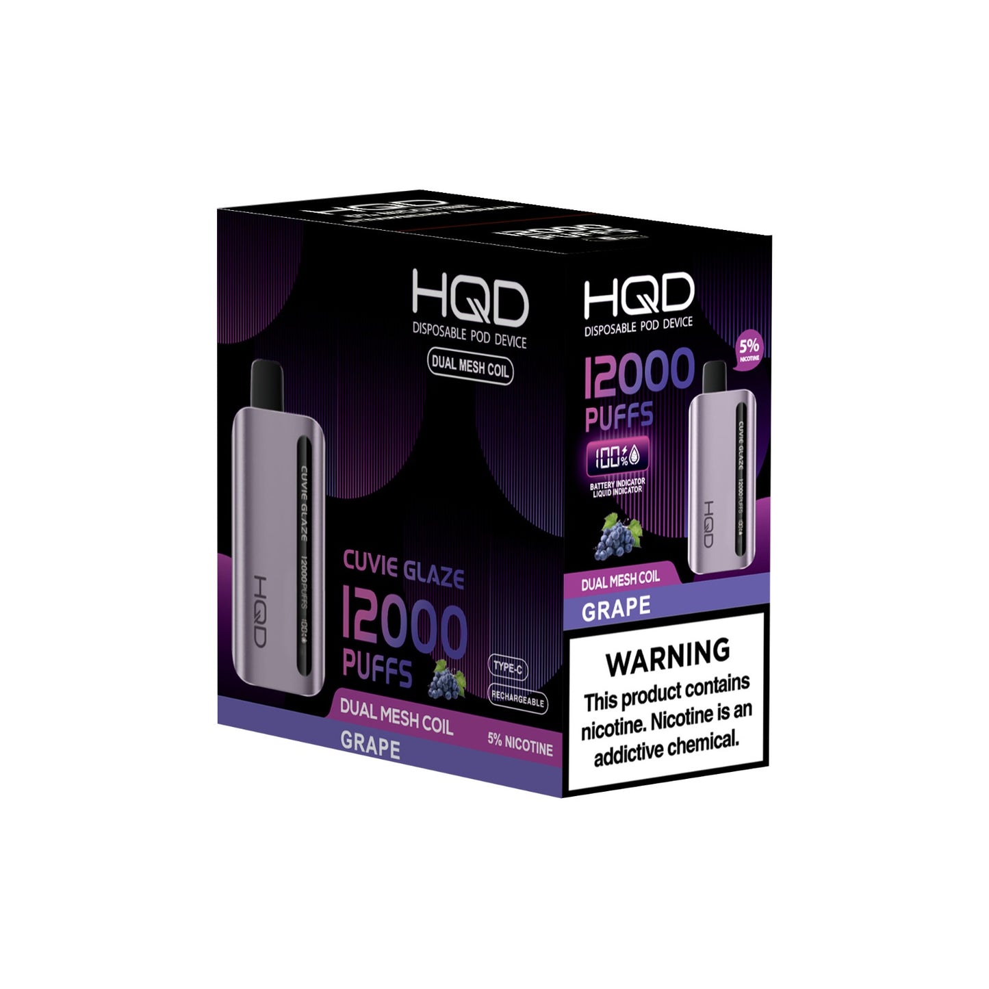 HQD Cuvie Glaze Grape 12,000 Puffs