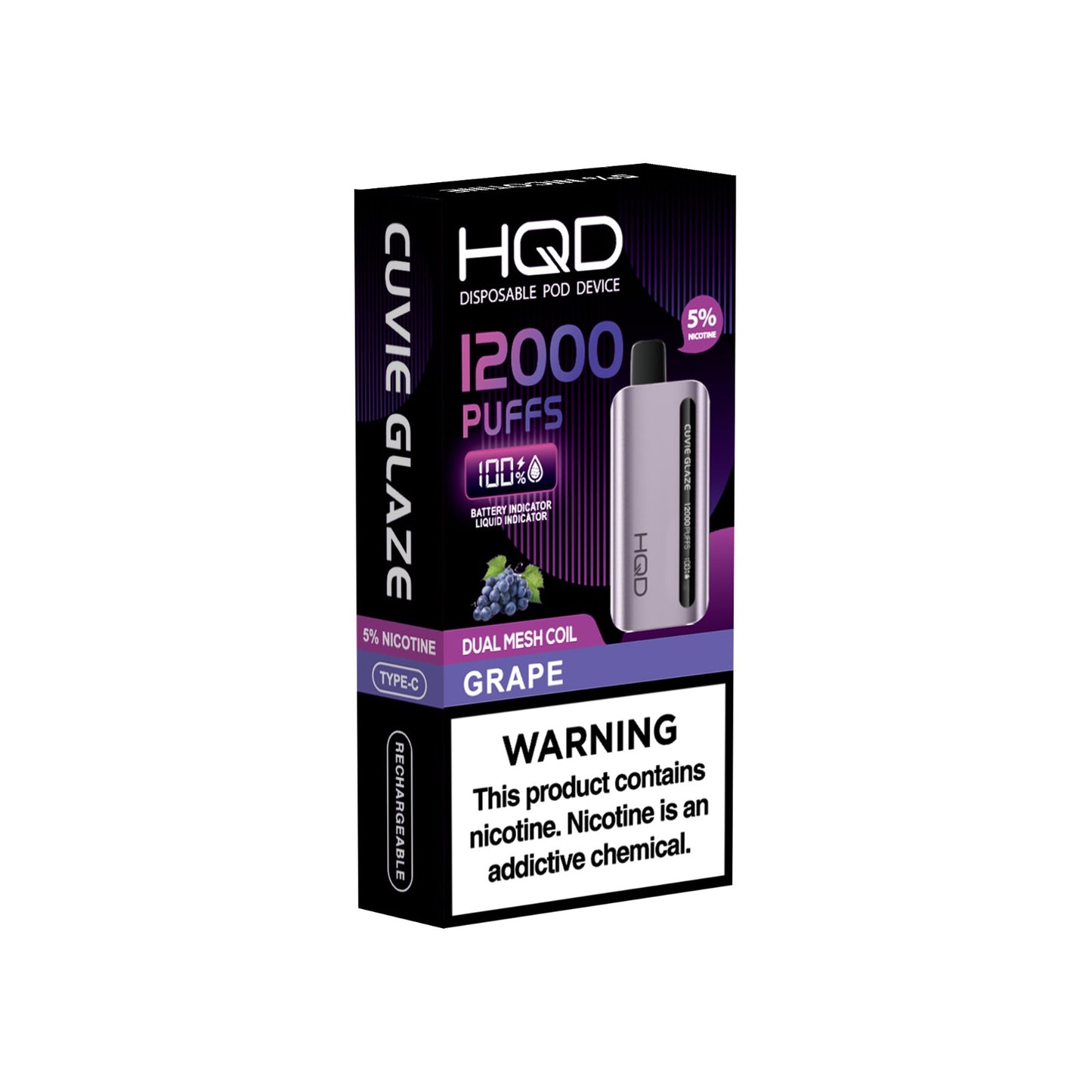 HQD Cuvie Glaze Grape 12,000 Puffs