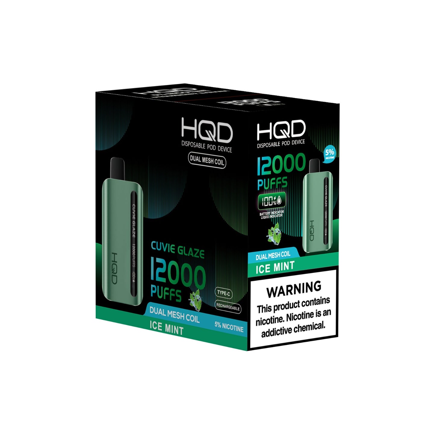 HQD Cuvie Glaze Ice Mint 12,000 Puffs