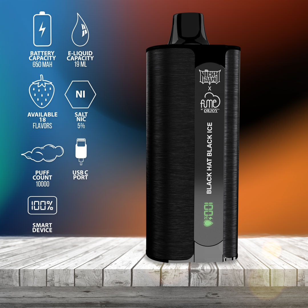 Nicky Jam x Fume NEW 10,000 PUFF - Black Hat Black Ice